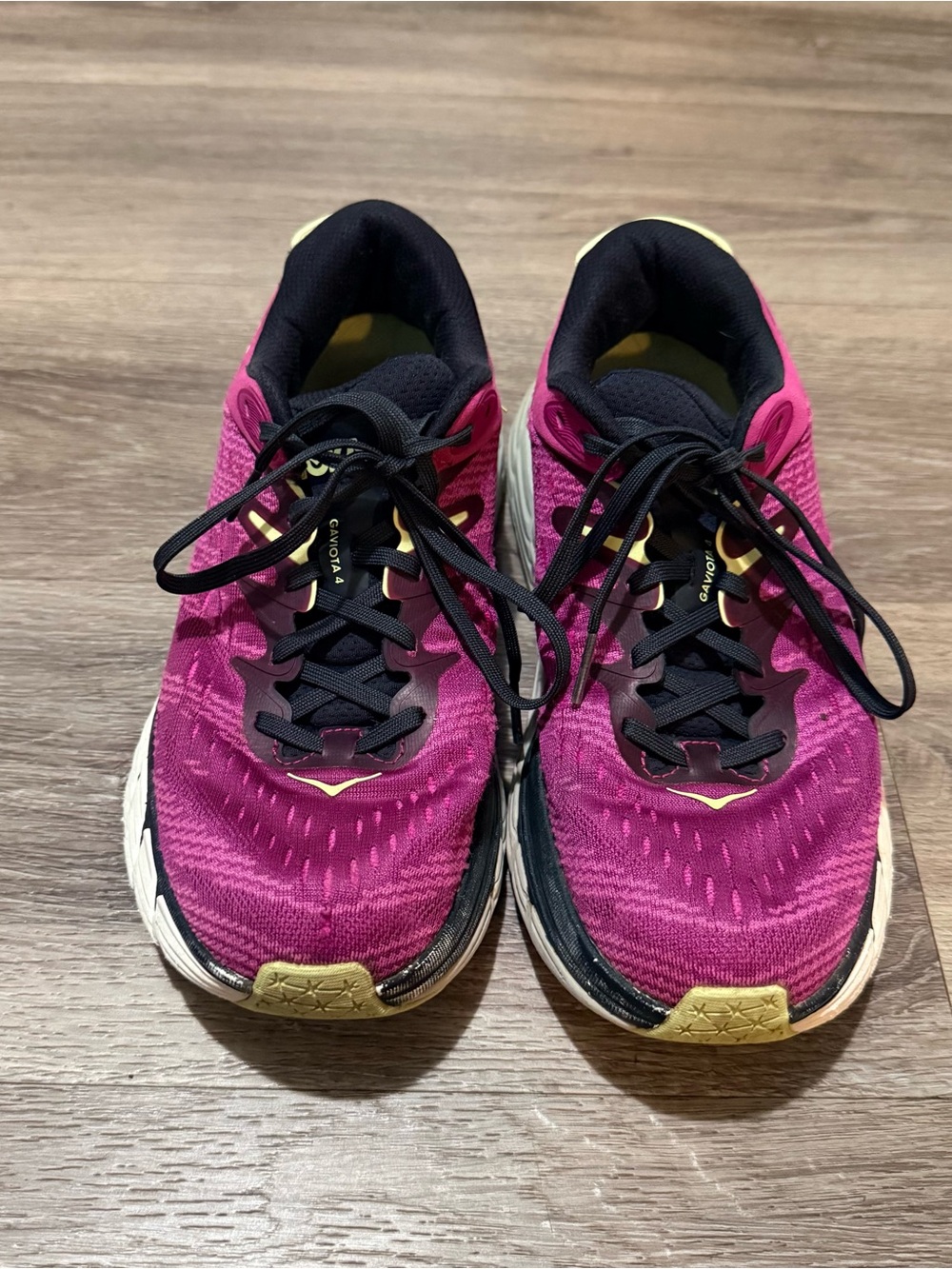 Hoka One One Women’s Magenta Running Shoes with Black & Yellow Accents